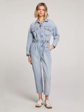 Saltwater Luxe Anthropologie Denim Denver Light Wash Coverall Size Small NWT